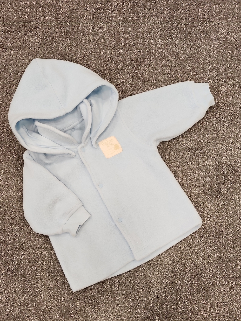 OshKosh B'Gosh Baby Boy Hooded Fleece Jacket - Pale Blue Size 0/ 6 - 12 Months